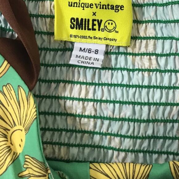 UNIQUE VINTAGE 6-8 M Green Floral Retro Pinup Peplum Halter Blouse Top NWT B116 - Picture 7 of 8